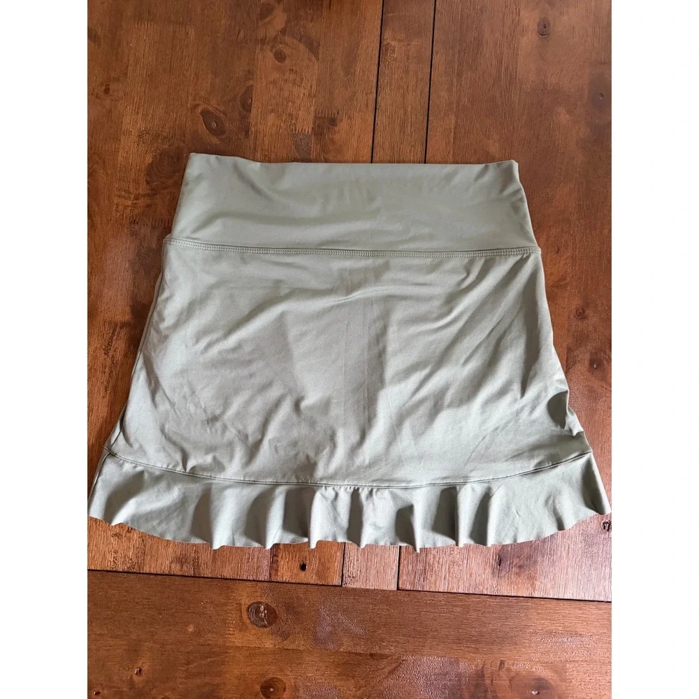 Albion Fit Sage Green Ruffle Swim Skirt XL High Waisted Bikini Bottom Skort - Picture 6 of 6